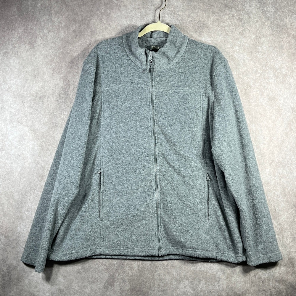 Natural Reflections Jacket Womens Size 1X Gray Fleece Full Zip Mock Neck Outdoor